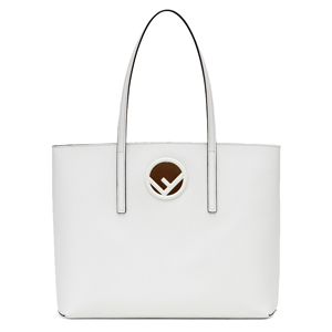 [스페셜오더]FENDI-8BH348 펜디 송아지 가죽 Fendi F 로고 트리밍 화이트 쇼퍼 백