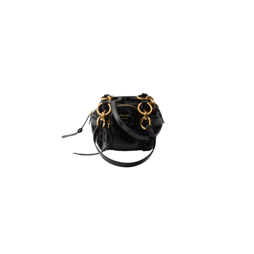 [스페셜오더]PRADA-1BB137 프라다 블랙 댕글 가죽 탑 핸들 미니백