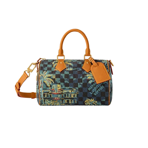 [스페셜오더]LOUIS VUITTON-N00225 루이비통 마리나 블루 다미에 팜 트리 스피디 반둘리에 25