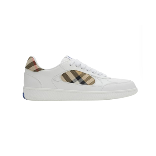 BURBERRY-81086491 버버리 화이트 레더 체크 테라스 스니커즈 남성용