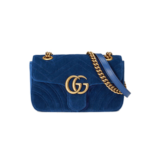 [스페셜오더]GUCCI-446744 4511 구찌 GG Marmont 마틀라세 미니 코발트 블루 벨벳 숄더백