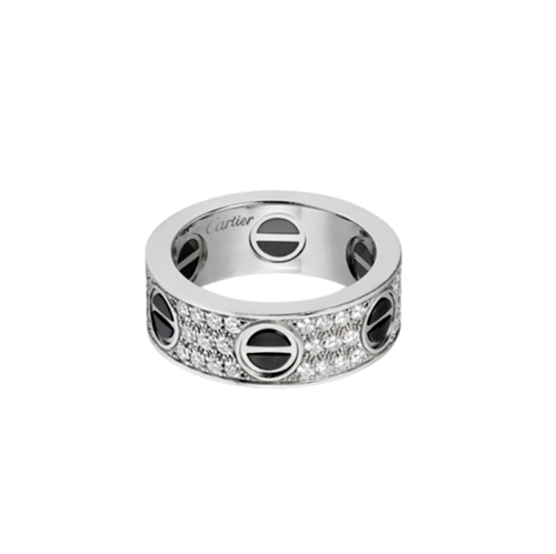 [스페셜오더]Cartier-B4207600 까르띠에 실버 파베 세팅 다이아몬드 클래식 LOVE 링