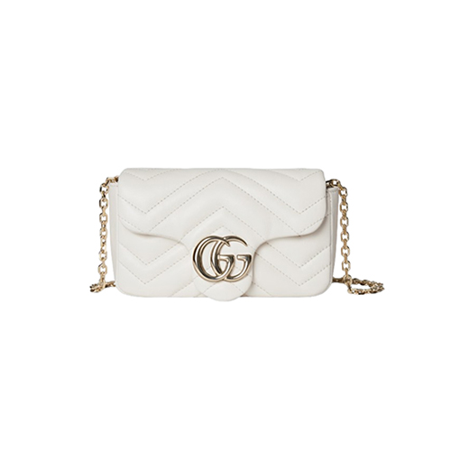 [스페셜오더]GUCCI-841290 9050 구찌 화이트 가죽 GG 마몽 미니 숄더백